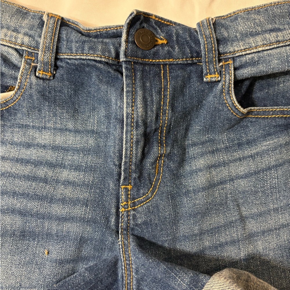 Old Navy Women’s size 4 Midrise Boyfriend blue jeans shorts distressed‎ - Picture 5 of 11